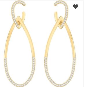 SWAROVSKI HUMMING PIERCED EARRINGS, YELLOW-GOLD NWT